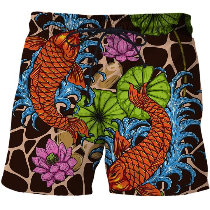 2023-new-lucky-koi-fish-3d-printed-children-shorts-funny-harajuku-fashion-men-beach-pants-holiday-seaside-swim-surffing-shorts