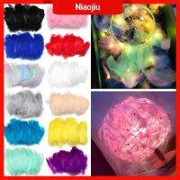 NIAOJIU 50pcs ตกแต่งเครื่องประดับ สีธรรมชาติ เครื่องประดับงานแต่งงาน ตกแต่งเครื่องแต่งกาย ขนห่าน ขนนกหลากสี ของตกแต่งบ้าน