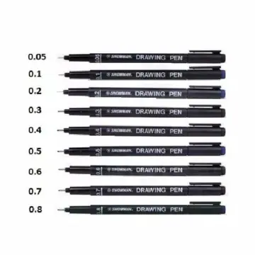 Snowman Drawing, Zentangle & Manga Pens - Black - 0.4 - Pack 3