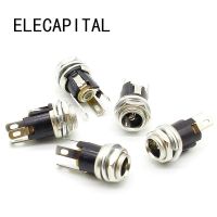 5 Pcs 5.5mmx2.1mm DC Power Jack Socket Female Panel Mount Connector  Wires Leads Adapters