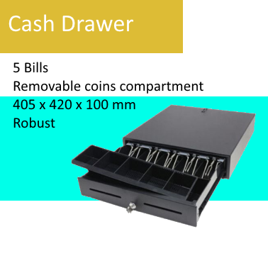 Cash Register Drawer Money 5 Bills 5 Coins Removable Tray Safe Key 40.5x42x10cm 