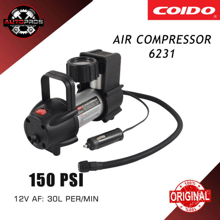 COIDO Tire Inflator 12V Portable Air Compressor PN6231 Lazada PH