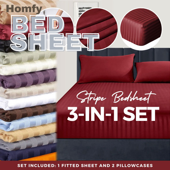 Homfy 3in1 Premium Canadian Cotton Set Hotel Quality Bedsheet Lazada PH