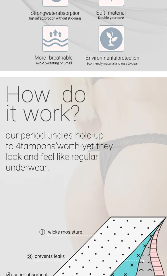 4-Layer Leakproof Menstrual Period Panties Fast Absorbent Underwear Sexy Lace  Women Menstrual Briefs Plus Size