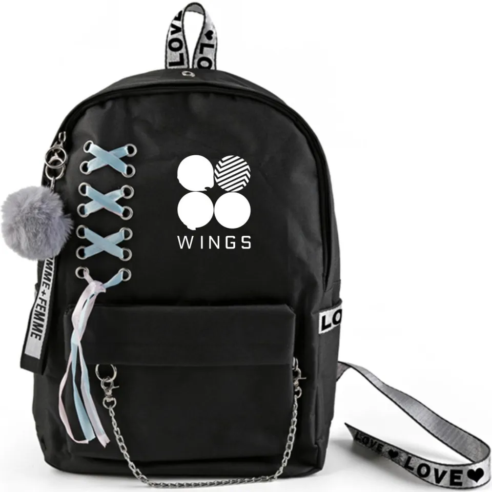 BTS Wings Backpack Kpop Shoulder Book Bag Jin Suga RM J-Hope Jimin