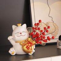 Fortune Fruit Red Fruit Lucky Cat Ornament Entrance Key Storage Living Room Wine Cabinet TV Cabinet Home Decoration Fu Bucket