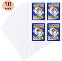 10 Pack Trading Card Sleeve Pages 6 Rings Binder Sheet 8 Pocket Page Protectors Game Card Album for Pokemon Trading Cards