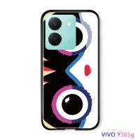 Volans สำหรับ Vivo Y36 Y36 5G เคสกระจกนิรภัยขอบนุ่มตาปีศาจน้อยน่ารักป้องกันด้านหลังเคสกันกระแทก