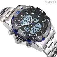 นาฬิกาผู้ชาย STRYVE fashion mens double movement waterproof electronic quartz watches students timing alarm stainless steel watch