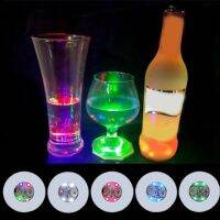 【LZ】⊙  LED Luminous Coaster Adesivos Copo De Vidro Pads com Lâmpada Garrafa De Licor De Vinho Party Decor Lights Item De Cozinha Bar Bebida 5Pcs