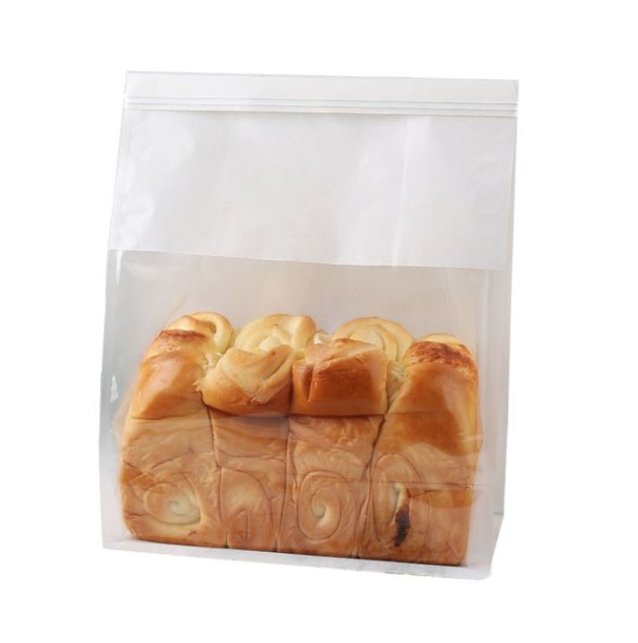 ถุงใส่ขนมปัง-ถุงขนมปังโทส-ถุงคราฟฝรั่งเศสสีขาว-มีลวดรัดปากถุง-แพ็ค-50ใบ