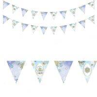 Wonderland Christmas Party Banner Decorations Snowflakes Triangle Flag Pennant Frozen Birthday New Years Festivals Hanging Decor Banners Streamers Con