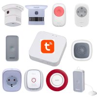 DIY Tuya Zigbee Gateway Hub Smoke Detector Gas Sensor Strobe flash Siren Device With Scene Linkage With Smart Life App Control Household Security Syst