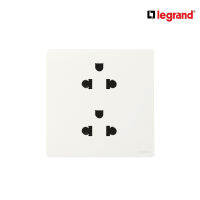 Legrand เต้ารับคู่มีกราวด์ สีขาว 1G EURO-US 16A 2x2P+Earth Socket รุ่นมาเรียเซนต์ | Mallia Senses | Matt White | 281104MW | BTiSmart