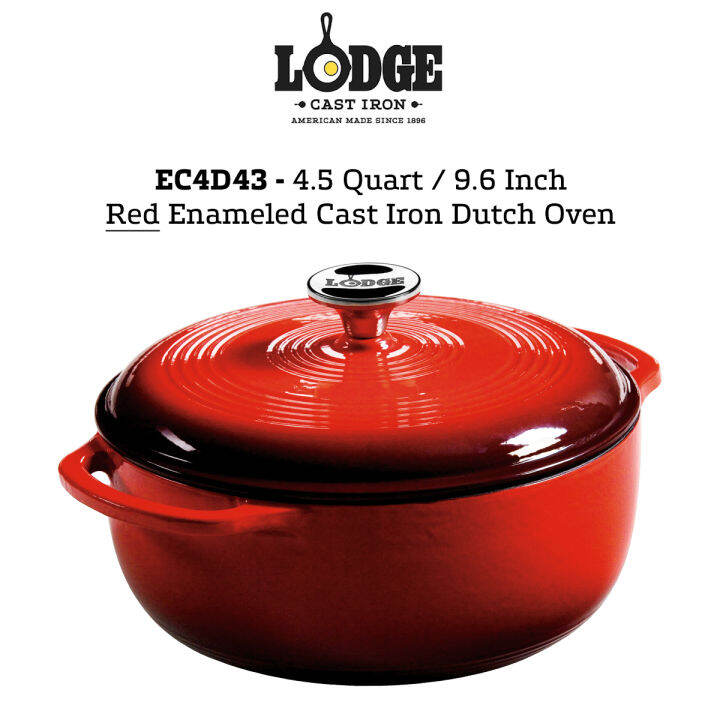 EC4D43 Lodge 4.5 Quart Red Enameled Cast Iron Lazada Singapore