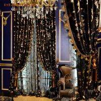 【YD】 Bronzing Curtains for Room Bedroom Gold European neoclassical balcony