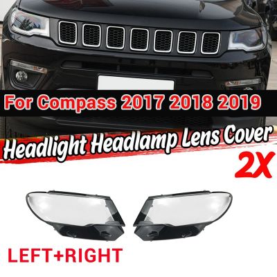 Side for Jeep Compass 2017 2018 2019 Car Headlight Lens Cover Lampshade Transparent Front Light Shell