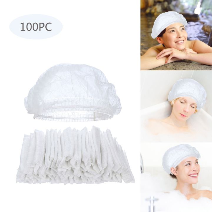 100pcs-disposable-plastic-shower-cap-waterproof-for-women-hat-spa-hair-salon-hotel-one-off-bathing-elastic-bathroom-accessories-showerheads