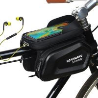 2023☊ 7 Inch Phone Bike Front Frame Bag Touch Screen Waterproof Hard Shell Bicycle Top Tube Storage Bags Organizer Cycling Accessories