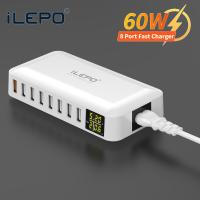 พอร์ต Qc3.0เครื่องชาร์จ Usb ที่รวดเร็ว60W 8พอร์ตพร้อมไฟ Led หลายตัวชาร์จอัจฉริยะจอโทรศัพท์เร็วชาร์จมือถือ Usb