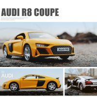 A136 Audi R8 Diecast โลหะ Supercar ของเล่นรถจำลองแสงและเสียง2ประตูเปิดดึงกลับของขวัญสำหรับเด็ก