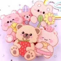 10pcs Glitter Felt Fabric Nonwovens Rainbow Cute Various Bear Applique DIY Sewing Patch Christmas Decor Supplie Accessorie Craft  Furniture Protectors