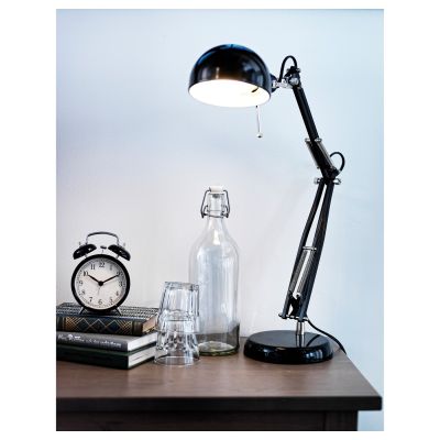 สวยงาม ✨ คุณภาพเยี่ยม  โคมไฟตั้งโต๊ะ โคมไฟ อ่านหนังสือ FORSÅ ฟอร์ชอัว โคมไฟโต๊ะทำงาน, ดำ โคมไฟ หัวเตียง โคมไฟ ห้องนอน