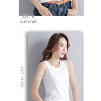 Summer Sleeveless Women Tank Top &amp; Vest Korean Loose Fitting Outerwear y Casual White Round Neck Sleeveless T-shirt Women Tanpa Lengan Wanita Atas Tangki &amp; Rompi Korea Longgar Pemasangan Pakaian Luar Kasual Pusingan Leher Tanpa Lengan T-shi