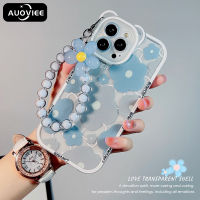 AUOVIEE น่ารัก3D สายรุ้งหมีหูดอกไม้กรณีใสสำหรับ iPhone 14 13 12 11 Pro Max XR XS แขวนโทรศัพท์โซ่ซิลิโคนโทรศัพท์ Case สำหรับ iPhone 7 8 6วินาทีบวกล้างปกอ่อน