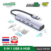 UGREEN รุ่น 60554 Hub 5 in 1 USB A Multifunctional Hub Docking Station Adapter พร้อม 3 x USB3.0 speed up to 5Gpbs, Lan Gigabit 1000M RJ45