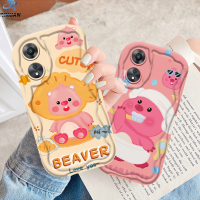 เคส Rixuan Oppo A58 A38 A54 A15S 4G A78 A16 A57 A15s A15 A12 A17K A7 5F A11K ขอบโค้งงอมีความสุข A17 A5s บีเวอร์น้อยน่ารักเวอร์เคสโทรศัพท์