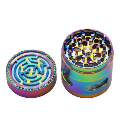 [COD] Factory direct new four-layer labyrinth smoke grinder 50mm zinc alloy window herb