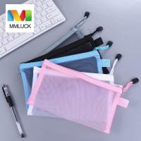 MMLUCK กระเป๋าแต่งหน้า Dompet Koin เครื่องเขียนมีสีสัน A4/A5/A6,กระเป๋าถือโปร่งใสเคสซิปกระเป๋าเอกสาร