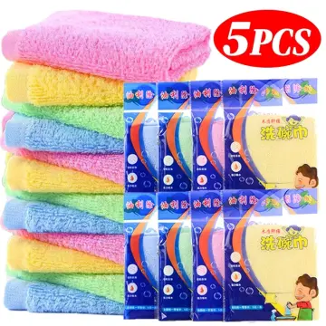 5Pcs Kitchen Cleaning Towels Cotton Dishcloth Super Absorbent Non