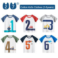 27Kids Store เสื้อยืดแขนสั้นของเด็กเสื้อยืดเด็กหญิงเด็กชายสำหรับเด็กทารก (1Y-8Y) 2023สำหรับเด็กผู้ชายฤดูร้อน