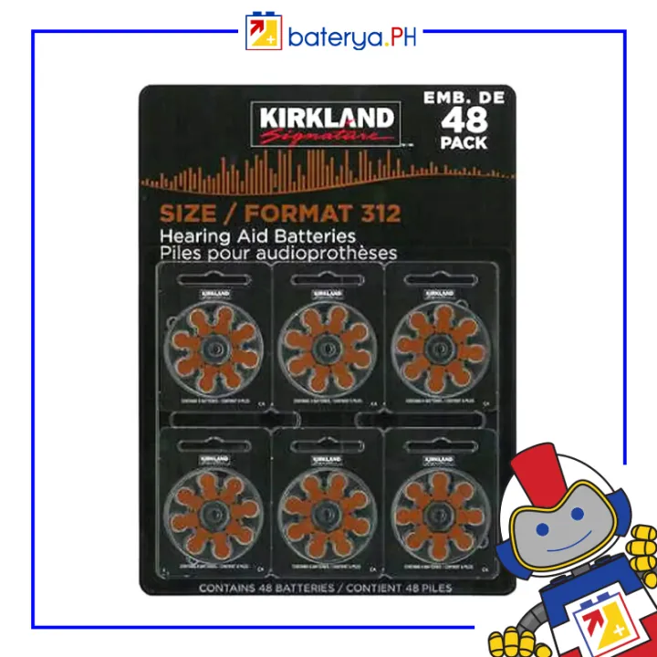 Kirkland 312 Zinc Air Hearing Aid Battery (48 Pieces) 1.45V 312, PR41