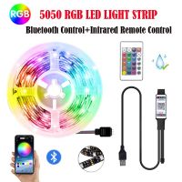 {ItalyNest shop}โคมไฟแถบไฟ LED แสง5เมตร,5050 RGB เปลี่ยนสีเทปไฟบลูทูธ IR ควบคุมการเล่นเกมรีโมทตกแต่งห้องนอน Tiktok