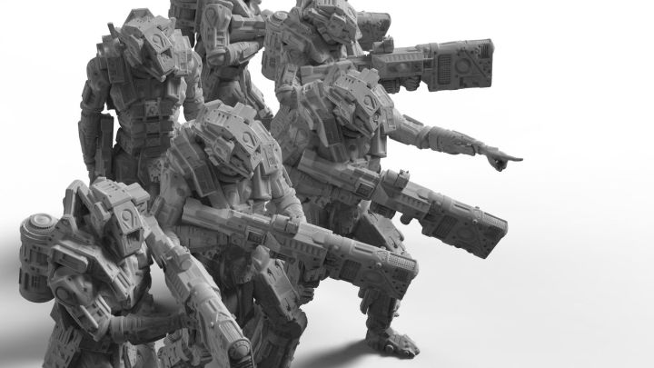 โมเดล-robot-with-sci-fi-battle-armor-miniatures-1set-จำนวน-6-figures-scale-1-25-1-35-1-64