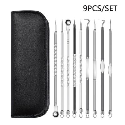 【cw】 9Pcs Acne Needle Blackhead and Pimple Remover Face Comedone Extractor Sets ！