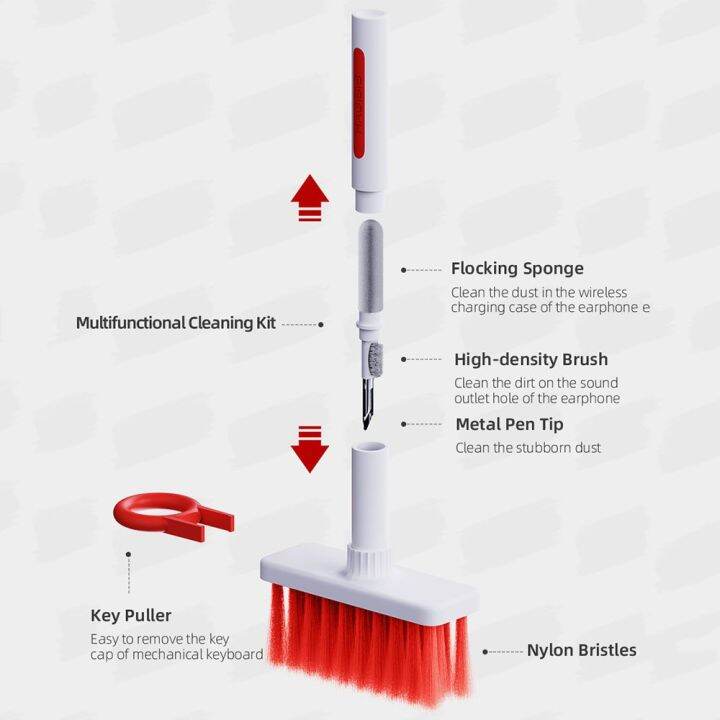 irctbv-อุปกรณ์ทำความสะอาดคีย์บอร์ดทำความสะอาดแปรงชุดมัลติฟังก์ชั่นหูฟังปากกาทำความสะอาดกล้องตัวดึงคีย์แคป