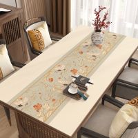 Morris8 New Chinese Table Cushion Waterproof and Oil Resistant Washable Leather Cloth Rectangular Solid Wood Top Protector