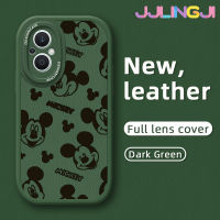 Jlingji เคสสำหรับ OPPO Reno 7Z 5G Reno 8Z 5G F21 Pro Reno 7 Lite 5G Reno 8 Lite 5G Reno 7 Pro 5G กระแสแฟชั่นลายมิกกี้เมาส์ใหม่โทรศัพท์ดีไซน์ด้านข้างเคส Lensa Kontak หนังดีไซน์ใหม่เคสกันกระแทกแบบบางสำหรับกล้อง