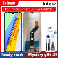 Salmatt ต้นฉบับ6.82นิ้วสำหรับ Infinix Smart 6 Plus X6823C X6823จอแสดงผล LCD แบบสัมผัสหน้าจออะไหล่ทดแทนประกอบแผงดิจิไทเซอร์