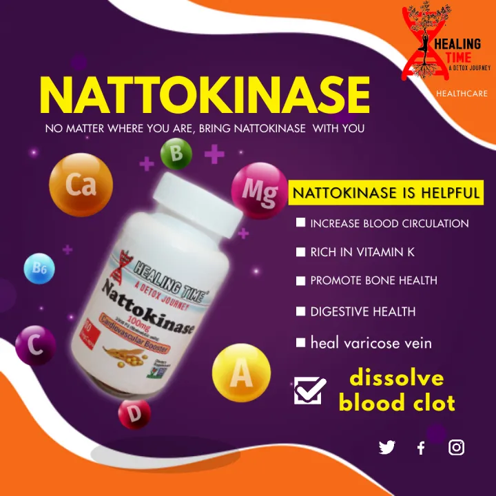 NATTOKINASE 60 Veg Caps 2000 FU (100mg) Lowers Blood Pressure Blood