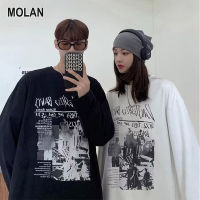 MOLAN เสื้อสเวตเตอร์แขนยาวสวมหัวผู้ชายเสื้อยืดแขนยาววินเทจเสื้อวอร์มไซส์ใหญ่สำหรับฤดูใบไม้ผลิและฤดูใบไม้ร่วงเสื้อแบบหลวมอินเทรนด์