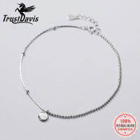 Trustdavis Minimalist 925เงินสเตอร์ลิงแฟชั่น Luck ลูกปัด Chain Anklets สำหรับผู้หญิงวันวาเลนไทน์วันเกิดของขวัญเครื่องประดับ D1148