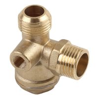 3-Way Air Compressor Check Valve Brass Male Female Threaded Tube Connector Central Pneumatic Replacement Parts Durable