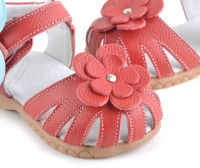 Hot baby sandals soft leather red with closed toe girls sandals SandQ baby summer shoes popular for years