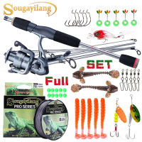 Souilang 5ส่วน1.66ซม. Spinning Fishing Rod Fishing Reel สายตกปลา Fishing Lure สำหรับตกปลาเบสแบบพกพา Combo