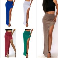 Feng Qi Women High Waist Long Maxi Dress LADIES SIDE SPLIT SLIT MIDI SKIRTS